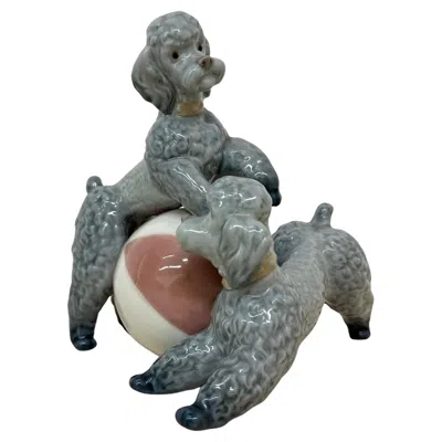 Pre-owned Lladrò Lladro Spain Porcelain Rare Poodle Sculpture In Gray