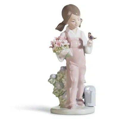 Lladrò Spring Girl Figurine In Pink,white