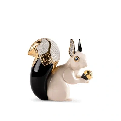 Lladrò Squirrel Jewel In Beige,gold,black