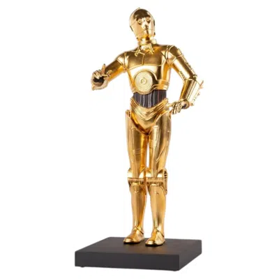 Pre-owned Lladrò Star Wars C-3po Golden Porcelain Sculpture Handcrafted Collectible Figure In Brown