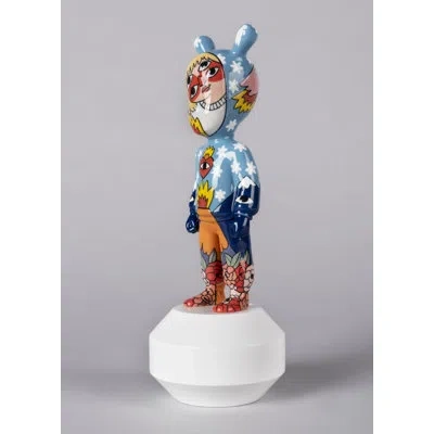 Lladrò The Guest By Ricardo Cavolo Figurine In Blue,yellow,white