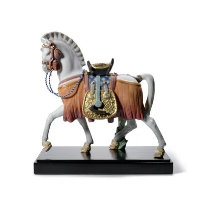 Lladrò The Horse Of Hope Figurine In White,brown
