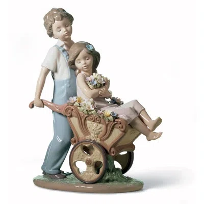 Lladrò The Prettiest Of All Couple Figurine In Blue,brown
