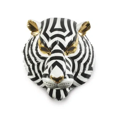 Lladrò Tiger Wall Décor In Black;white;gold