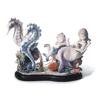 Lladrò Underwater Journey Mermaid Figurine In Cream,blue