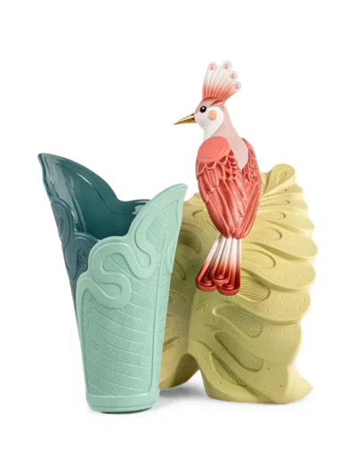 Lladrò Utopical Bird-motif Vase In Green