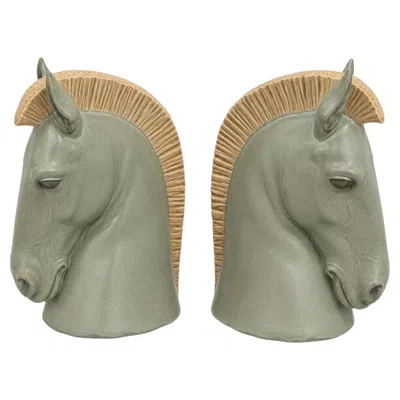 Pre-owned Lladrò Vintage Lladró “salvador Furió” Horse Head Sculptures / Bookends, Model #2010 In Brown