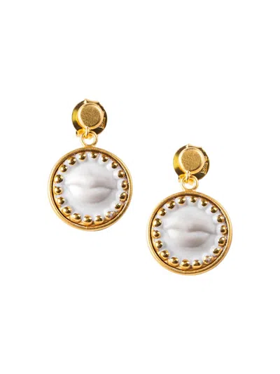Lladrò Women's Kiss 18k-gold-plated & Porcelain Drop Earrings