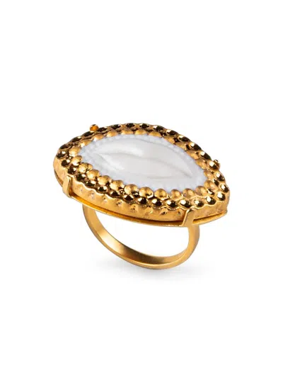 Lladrò Women's Kiss 18k-gold-plated & Porcelain Ring