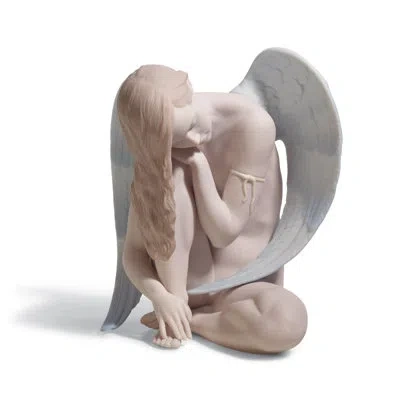 Lladrò Wonderful Angel Figurine In Beige,blue,brown