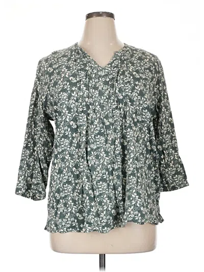 Pre-owned L.l.bean 3/4 Sleeve Blouse In Blue