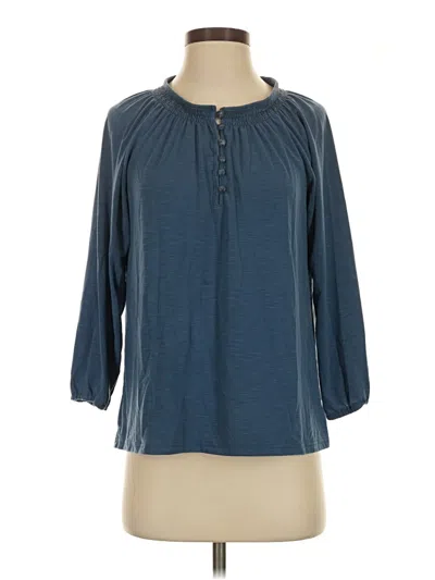 Pre-owned L.l.bean 3/4 Sleeve Blouse In Blue
