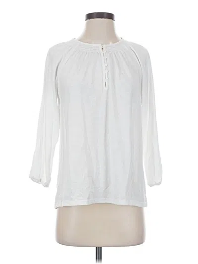 Pre-owned L.l.bean 3/4 Sleeve Blouse In White