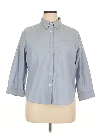 Pre-owned L.l.bean 3/4 Sleeve Button Down Shirt In Blue