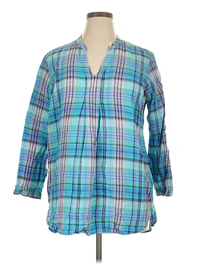 Pre-owned L.l.bean 3/4 Sleeve Button Down Shirt In Blue