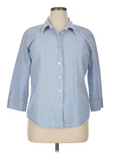 Pre-owned L.l.bean 3/4 Sleeve Button Down Shirt In Blue