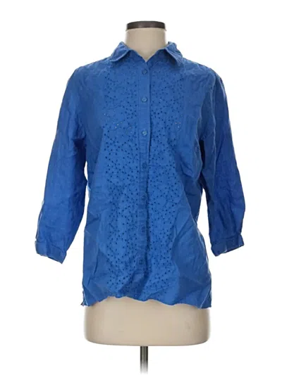 Pre-owned L.l.bean 3/4 Sleeve Button Down Shirt In Blue