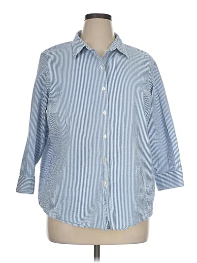 Pre-owned L.l.bean 3/4 Sleeve Button Down Shirt In Blue