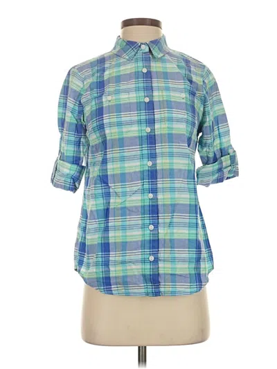 Pre-owned L.l.bean 3/4 Sleeve Button Down Shirt In Blue