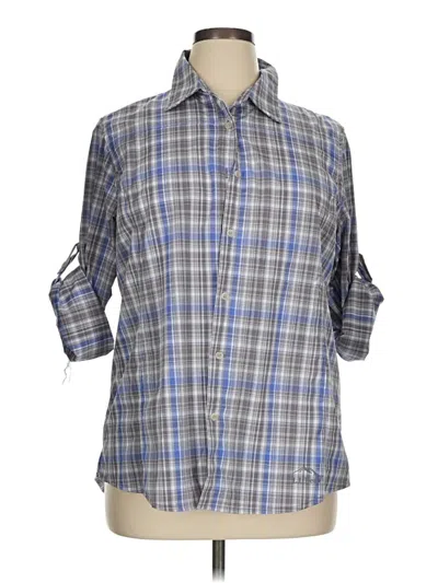 Pre-owned L.l.bean 3/4 Sleeve Button Down Shirt In Gray