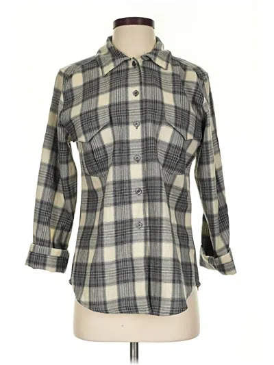 Pre-owned L.l.bean 3/4 Sleeve Button Down Shirt In Gray