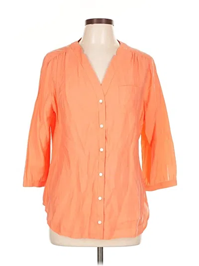 Pre-owned L.l.bean 3/4 Sleeve Button Down Shirt In Orange