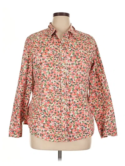 Pre-owned L.l.bean 3/4 Sleeve Button Down Shirt In Orange