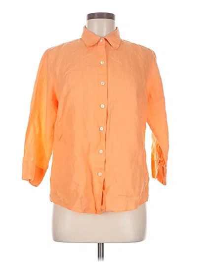 Pre-owned L.l.bean 3/4 Sleeve Button Down Shirt In Orange