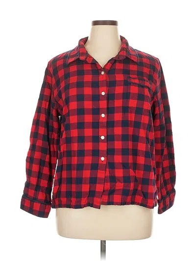 Pre-owned L.l.bean 3/4 Sleeve Button Down Shirt In Red