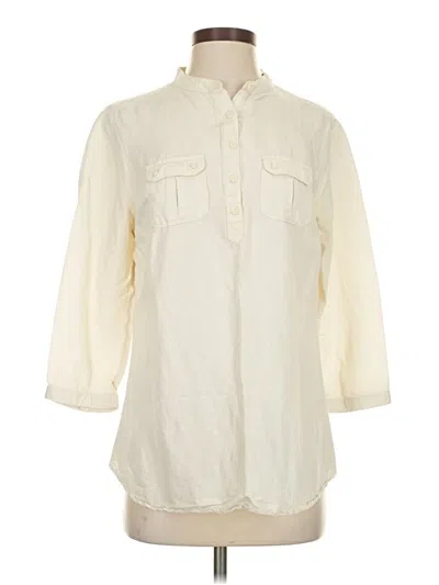 Pre-owned L.l.bean 3/4 Sleeve Button Down Shirt In White