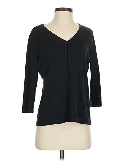 Pre-owned L.l.bean 3/4 Sleeve Top Black V-neck Tops