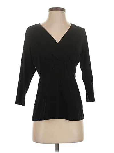 Pre-owned L.l.bean 3/4 Sleeve Top Black V-neck Tops