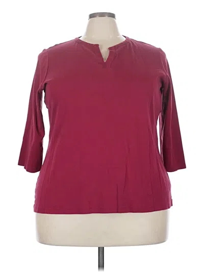 Pre-owned L.l.bean 3/4 Sleeve Top Burgundy Open Neckline Tops