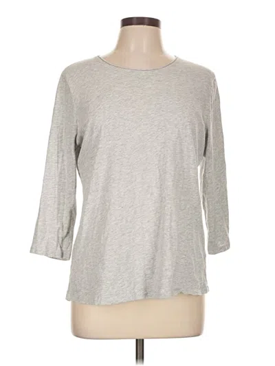 Pre-owned L.l.bean 3/4 Sleeve Top Gray Crew Neck Tops