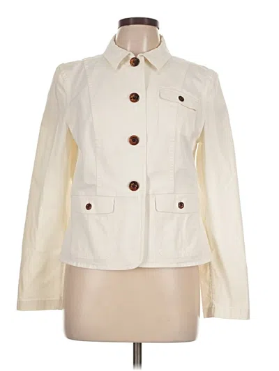 Pre-owned L.l.bean 3/4 Sleeve Top Ivory Collared Neckline Tops