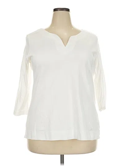Pre-owned L.l.bean 3/4 Sleeve Top Ivory V-neck Tops