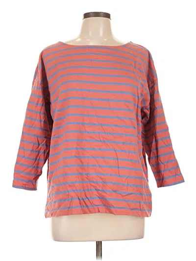 Pre-owned L.l.bean 3/4 Sleeve Top Red Stripes Pattern Boatneck Tops