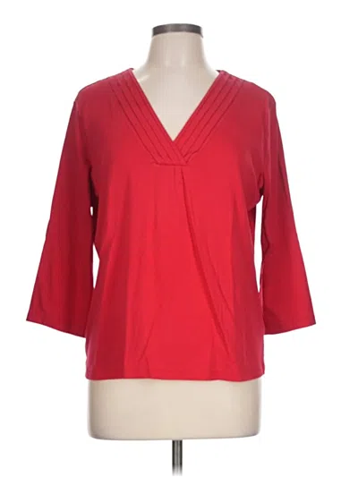Pre-owned L.l.bean 3/4 Sleeve Top Red V-neck Tops