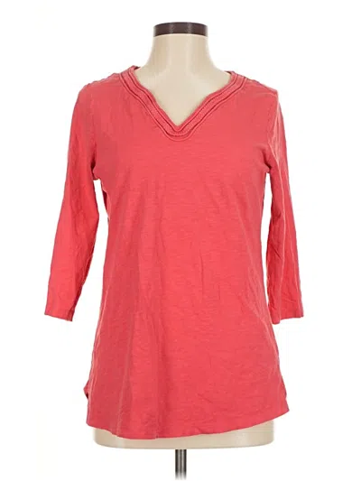 Pre-owned L.l.bean 3/4 Sleeve Top Red V-neck Tops