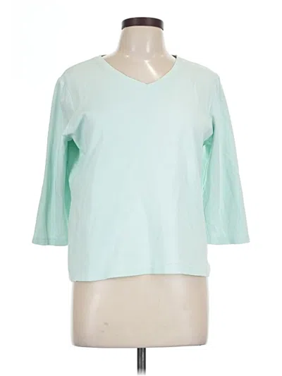 Pre-owned L.l.bean 3/4 Sleeve Top Teal V-neck Tops