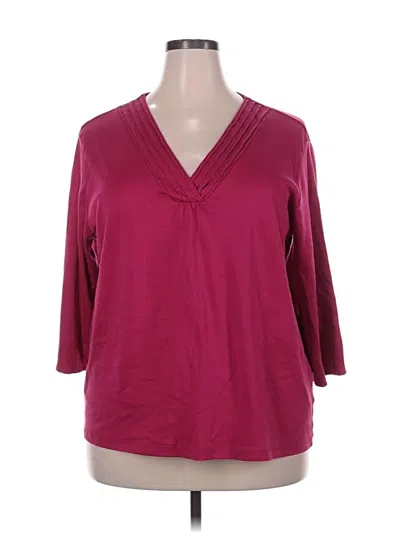Pre-owned L.l.bean 3/4 Sleeve T-shirt In Burgundy