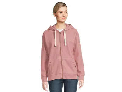 L.l.bean Birchwood Brushed Waffle Full Zip Hoodie In Pink