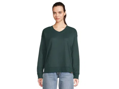 L.l.bean Birchwood Brushed Waffle V-neck In Green