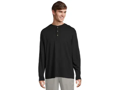 L.l.bean Carefree Unshrinkable T-shirts Traditional Fit Long-sleeve Henley In Black