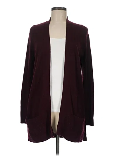 Pre-owned L.l.bean Cashmere Cardigan Sweater In Burgundy