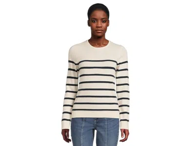 L.l.bean Classic Cashmere Sweater Crewneck Stripe In Neutral