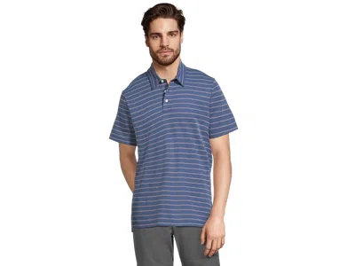 L.l.bean Comfort Stretch Performance Short Sleeve Polo, Slightly Fitted, Stripe In Blue