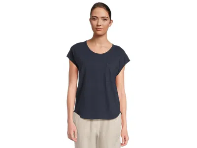 L.l.bean Cotton Linen T-shirts Scoop Neck In Blue