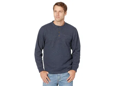 L.l.bean Katahdin Iron Works Bonded Waffle Fleece Henley Slightly Fitted Regular In Blue