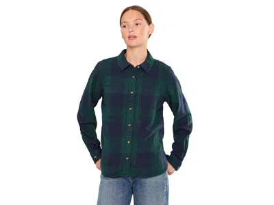 L.l.bean L. L.bean 1912 Field Flannel Women's Clothing Deepest Green Buffalo: Xs, Cotton In Blue